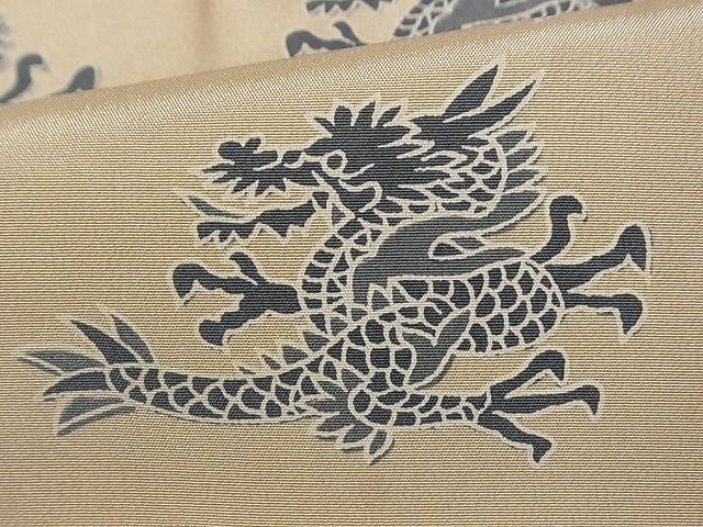 平和屋本店■極上 男性 お召・長襦袢セット 色無地 檳榔子染 正絹 逸品 4kk188