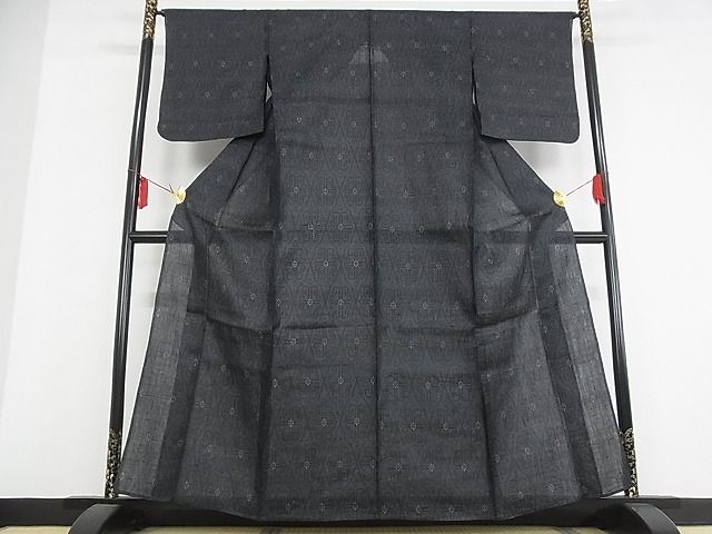 期間限定セール30%off■極上 夏物 重要無形文化財 本場宮古上布 花唐草菱文 着丈159cm 裄丈65cm 苧麻 逸品 3kk3364