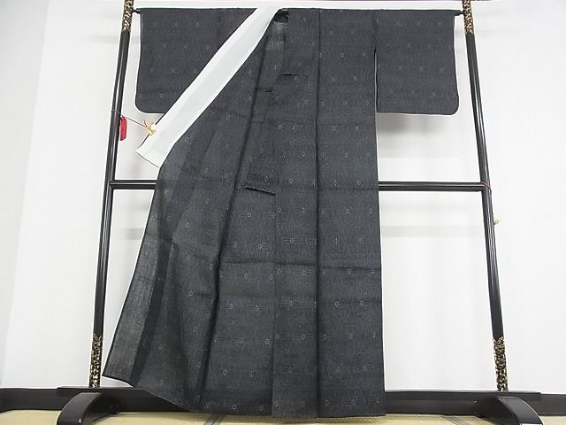 期間限定セール30%off■極上 夏物 重要無形文化財 本場宮古上布 花唐草菱文 着丈159cm 裄丈65cm 苧麻 逸品 3kk3364