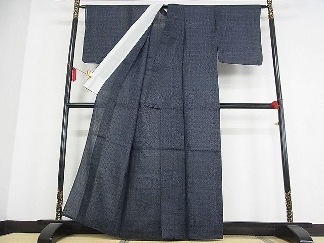 平和屋本店*極上 夏物 重要無形文化財 本場宮古上布 七宝文 着丈161cm 裄丈64cm 苧麻 逸品 3kk3369