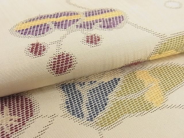 平和屋本店■極上 洛風林 工芸帯地 九寸名古屋帯 花唐草文 正絹 逸品 3kk3628 - 平和屋