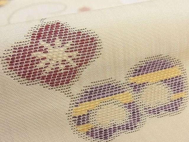 平和屋本店■極上 洛風林 工芸帯地 九寸名古屋帯 花唐草文 正絹 逸品 3kk3628 - 平和屋