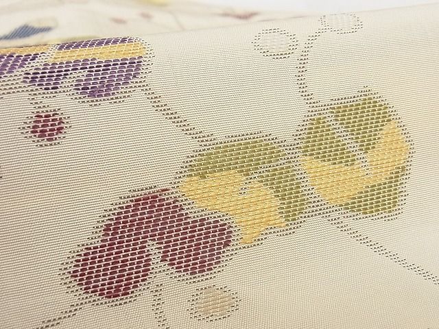 平和屋本店■極上 洛風林 工芸帯地 九寸名古屋帯 花唐草文 正絹 逸品 3kk3628 - 平和屋