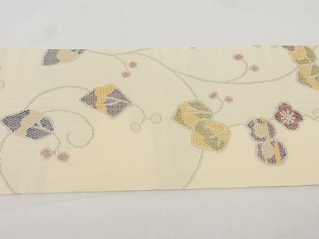 平和屋本店■極上 洛風林 工芸帯地 九寸名古屋帯 花唐草文 正絹 逸品 3kk3628 - 平和屋