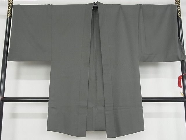 平和屋本店■極上 男性 羽織 単衣 もじり織り 菱紋紗 藍媚茶色地 正絹 逸品 3kk3979 - 平和屋