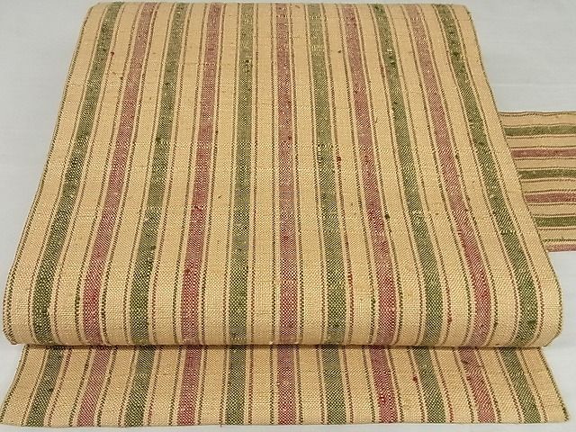 平和屋本店■極上 伊兵衛織 工芸手織 九寸名古屋帯 縞 正絹 逸品 未使用 3kk4684 - 平和屋