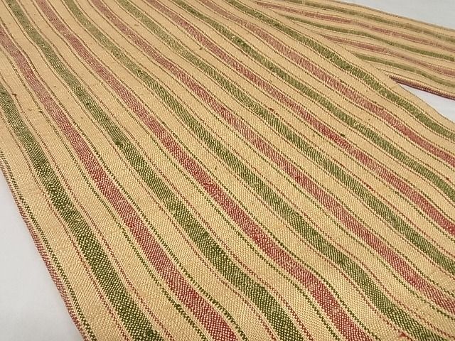 平和屋本店■極上 伊兵衛織 工芸手織 九寸名古屋帯 縞 正絹 逸品 未使用 3kk4684 - 平和屋