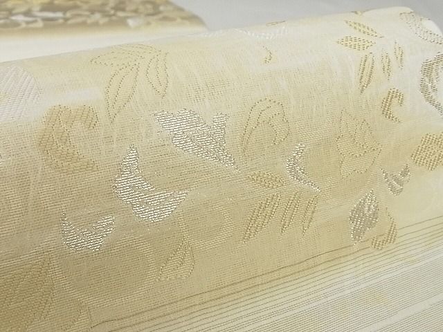 平和屋本店■極上 六通柄袋帯 花唐草文 スリーシーズン帯 金銀糸 正絹 逸品 3kk4700 - 平和屋
