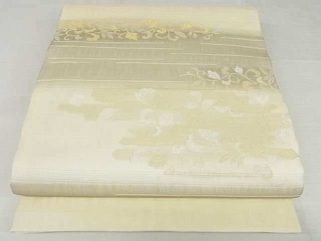 平和屋本店■極上 六通柄袋帯 花唐草文 スリーシーズン帯 金銀糸 正絹 逸品 3kk4700 - 平和屋