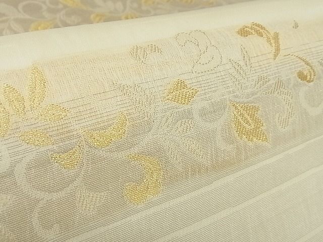 平和屋本店■極上 六通柄袋帯 花唐草文 スリーシーズン帯 金銀糸 正絹 逸品 3kk4700 - 平和屋