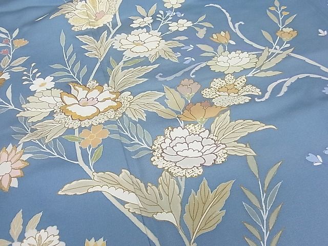平和屋本店■極上 創業460年・千總 訪問着 刺繍 草花文 暈し染め 金彩 藍鼠色地 松坂屋扱い 逸品 未使用3s20243
