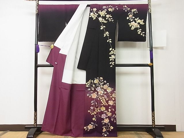 平和屋本店●極上 金彩友禅 卓越技能者・名工・和田光正 訪問着 辻が花 暈し染め 黒地 さが美扱い 未使用3s20345