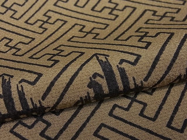 平和屋本店■極上 池田重子コレクション 小紋 単衣 紗綾形文様 パールトーン加工 逸品3s20388