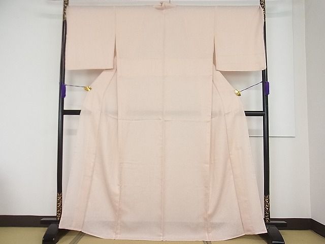 平和屋本店■極上 夏物 京都・西陣 織元ブランド 秦流舎 夏お召 色無地 洒落柿色 花唐草紋紗 反端付き 逸品 未使用3s20411