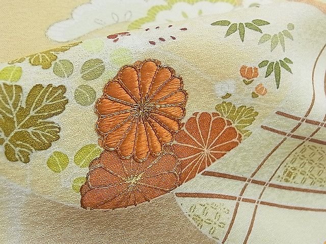 平和屋本店■極上 創業460年・千總 訪問着 駒刺繍 吉祥花文 暈し染め 金彩 小田急百貨店扱い 反端付き 逸品 3kh1778 - 平和屋