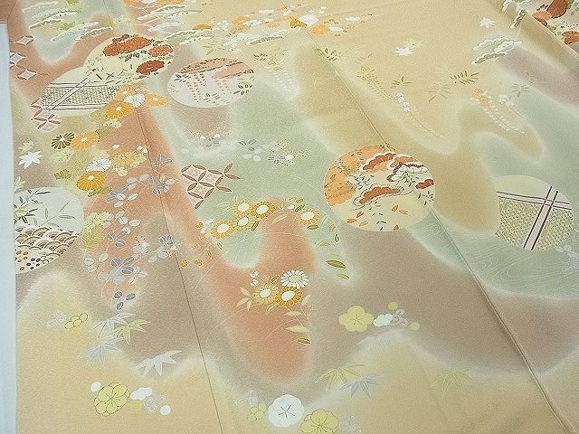 平和屋本店■極上 創業460年・千總 訪問着 駒刺繍 吉祥花文 暈し染め 金彩 小田急百貨店扱い 反端付き 逸品 3kh1778 - 平和屋