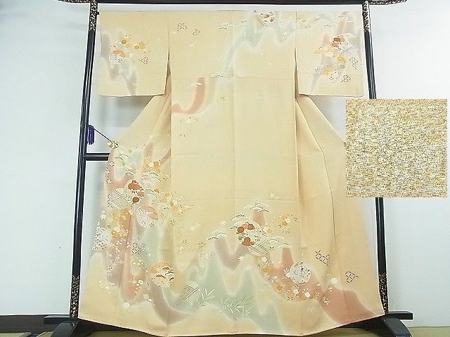 平和屋本店■極上 創業460年・千總 訪問着 駒刺繍 吉祥花文 暈し染め 金彩 小田急百貨店扱い 反端付き 逸品 3kh1778 - 平和屋