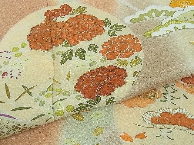 平和屋本店■極上 創業460年・千總 訪問着 駒刺繍 吉祥花文 暈し染め 金彩 小田急百貨店扱い 反端付き 逸品 3kh1778 - 平和屋