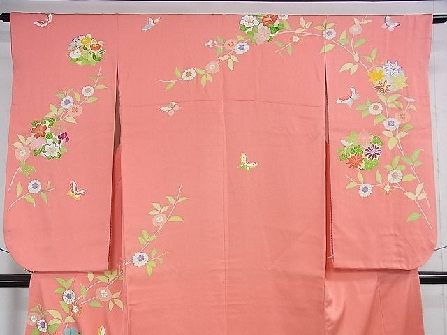 平和屋本店■極上 創業460年・千總 七五三 女の子 7歳 祝着 駒刺繍 舞蝶花丸文 金彩 真朱色地 しつけ糸付き 逸品 DZAA1169kh5 - 平和屋