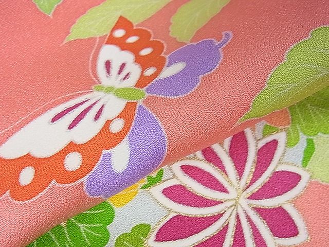 平和屋本店■極上 創業460年・千總 七五三 女の子 7歳 祝着 駒刺繍 舞蝶花丸文 金彩 真朱色地 しつけ糸付き 逸品 DZAA1169kh5 - 平和屋