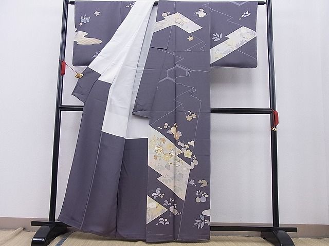 平和屋本店■極上 創業460年・千總 訪問着 辻が花 手描き 藤煤竹色地 高島屋扱い 逸品 未使用 BAAA3173zb4 - 平和屋