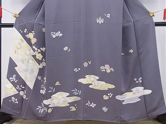平和屋本店■極上 創業460年・千總 訪問着 辻が花 手描き 藤煤竹色地 高島屋扱い 逸品 未使用 BAAA3173zb4 - 平和屋