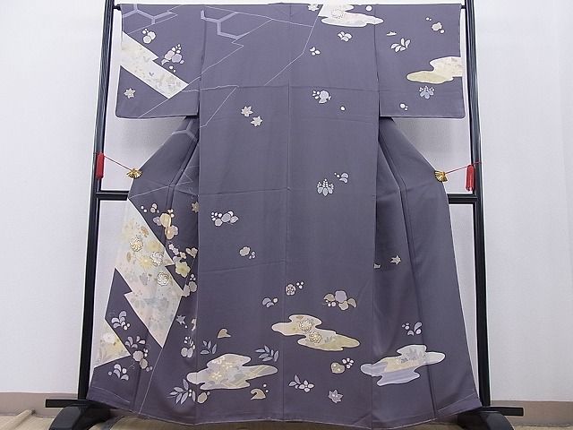 平和屋本店■極上 創業460年・千總 訪問着 辻が花 手描き 藤煤竹色地 高島屋扱い 逸品 未使用 BAAA3173zb4 - 平和屋