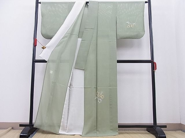 平和屋本店■極上 創業460年・千總 夏物 訪問着 吉祥亀文 金銀彩 山葵色地 逸品 BAAF0421zb4 - 平和屋