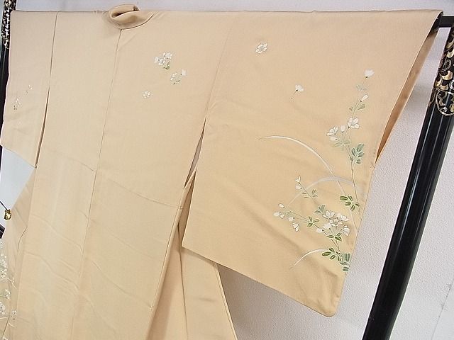 平和屋本店■極上 創業460年・千總 訪問着 草花文 薄香色地 金彩 逸品 DZAA0989kh4 - 平和屋