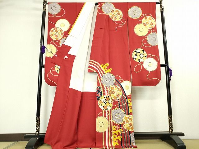 平和屋本店■極上 創業460年・千總 振袖 駒刺繍 鏡裏花文 金彩 逸品 DZAA1941kh4 - 平和屋