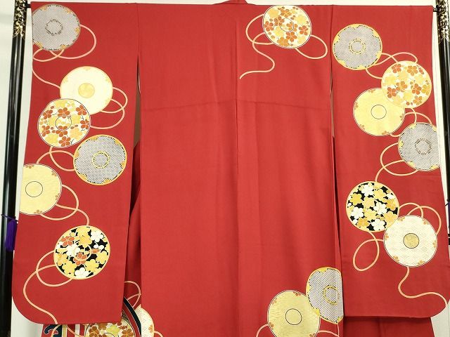 平和屋本店■極上 創業460年・千總 振袖 駒刺繍 鏡裏花文 金彩 逸品 DZAA1941kh4 - 平和屋