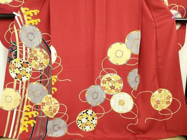 平和屋本店■極上 創業460年・千總 振袖 駒刺繍 鏡裏花文 金彩 逸品 DZAA1941kh4 - 平和屋