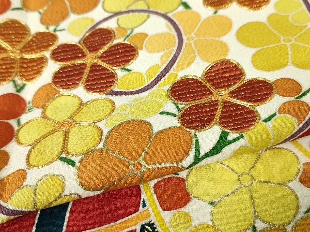 平和屋本店■極上 創業460年・千總 振袖 駒刺繍 鏡裏花文 金彩 逸品 DZAA1941kh4 - 平和屋