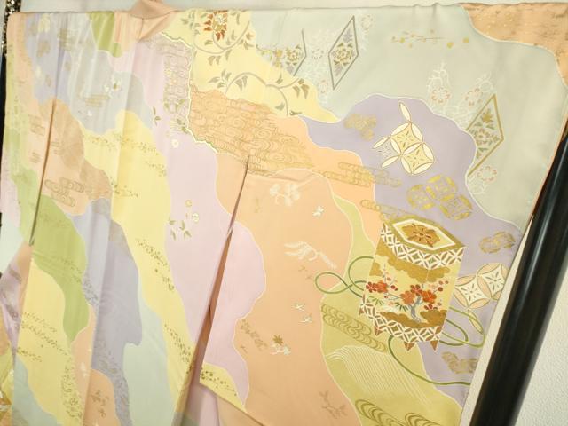 平和屋本店■極上 創業460年・千總 訪問着 駒刺繍 貝桶 貝合わせ花文 赤香色地 金彩 逸品 DZAA2536kh5 - 平和屋