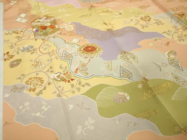 平和屋本店■極上 創業460年・千總 訪問着 駒刺繍 貝桶 貝合わせ花文 赤香色地 金彩 逸品 DZAA2536kh5 - 平和屋
