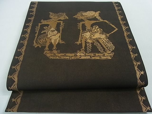 平和屋本店■極上 洛風林 工芸帯地 太鼓柄袋帯 壁画文様 金糸 逸品 4kh2015 - 平和屋