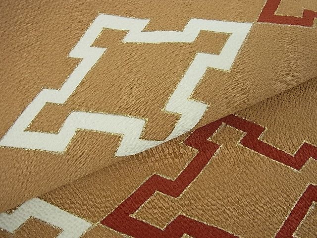 平和屋本店■極上 銀座 志ま亀 九寸名古屋帯 松皮菱 金彩 鬼しぼ縮緬 落款有り 逸品 4kh2045 - 平和屋