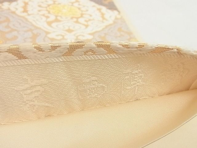 平和屋本店■極上 西陣 河合美術織物謹製 六通柄袋帯 唐織 花菱 金糸 正絹 逸品 4kk10154 - 平和屋