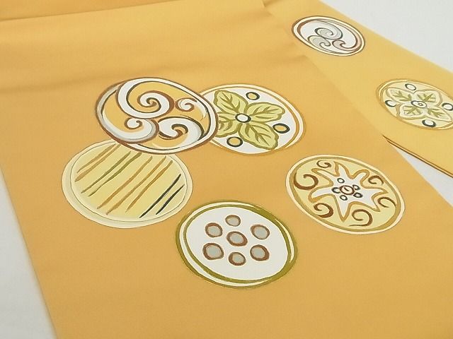 平和屋本店■極上 銀座 志ま亀 塩瀬 九寸名古屋帯 丸文 金彩 たとう紙付き 正絹 逸品 4kk10159 - 平和屋