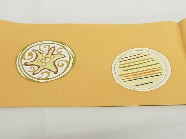 平和屋本店■極上 銀座 志ま亀 塩瀬 九寸名古屋帯 丸文 金彩 たとう紙付き 正絹 逸品 4kk10159 - 平和屋