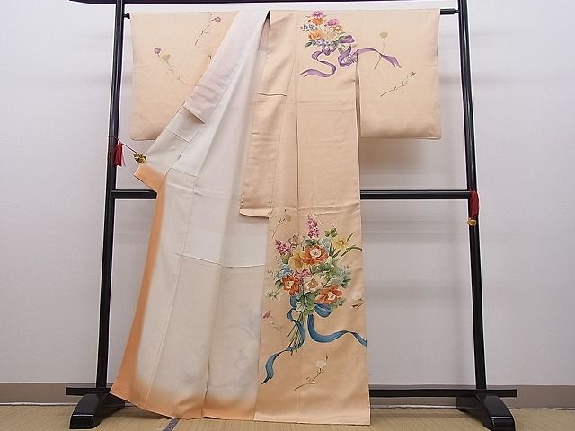 平和屋本店■野口彦太郎 大彦三代目 江戸染繍友禅 訪問着 刺繍 花束文 金銀糸 高島屋扱い 逸品 4n - zb0499 - 平和屋