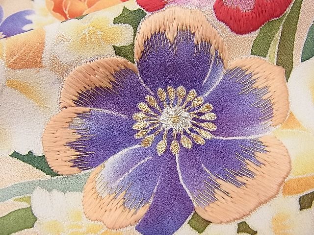 平和屋本店■野口彦太郎 大彦三代目 江戸染繍友禅 訪問着 刺繍 花束文 金銀糸 高島屋扱い 逸品 4n - zb0499 - 平和屋