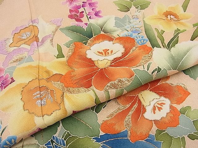 平和屋本店■野口彦太郎 大彦三代目 江戸染繍友禅 訪問着 刺繍 花束文 金銀糸 高島屋扱い 逸品 4n - zb0499 - 平和屋