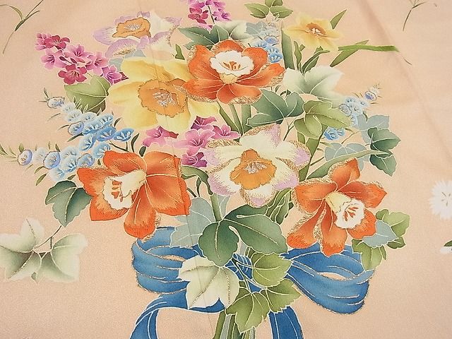 平和屋本店■野口彦太郎 大彦三代目 江戸染繍友禅 訪問着 刺繍 花束文 金銀糸 高島屋扱い 逸品 4n - zb0499 - 平和屋