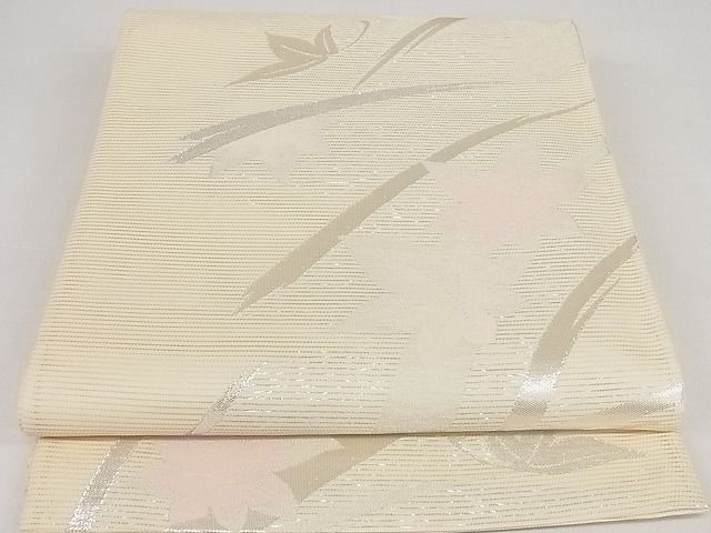 平和屋着物■夏物 六通柄袋帯 楓 銀糸 正絹 逸品 A-ms551
