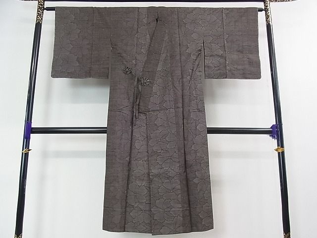 平和屋本店■極上 本場大島紬 道中着 単衣 7マルキ 泥染 花尽くし 逸品 未使用 3kh1553 - 平和屋