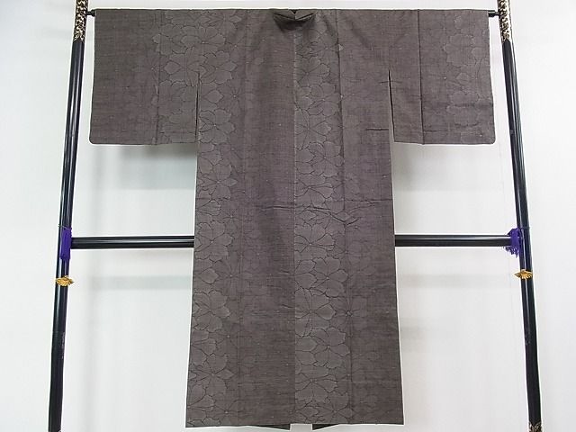 平和屋本店■極上 本場大島紬 道中着 単衣 7マルキ 泥染 花尽くし 逸品 未使用 3kh1553 - 平和屋