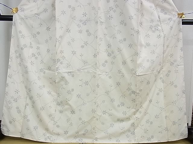 平和屋本店■極上 本場大島紬 白大島 7マルキ 恵大島紬織物謹製 花唐草文 京都きもの友禅扱い 証紙付き 逸品 未使用 DZAA0586kh4 - 平和屋
