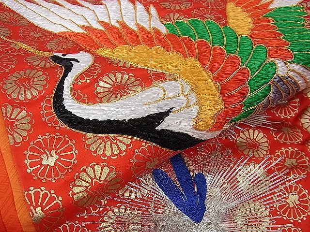 平和屋本店■極上 七五三 女の子 7歳 祝着 十二単風 駒刺繍 飛鶴松文 金銀糸 逸品 DZAA1584kh4 - 平和屋