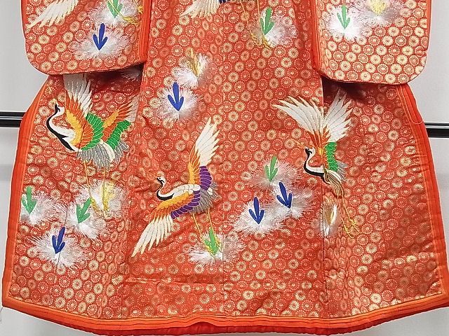 平和屋本店■極上 七五三 女の子 7歳 祝着 十二単風 駒刺繍 飛鶴松文 金銀糸 逸品 DZAA1584kh4 - 平和屋